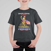 Proud American Humor Patriotic Frog On Bicycle Graphic T Shirt For Kid Imagine A Country So Great Pride