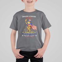Proud American Humor Patriotic Frog On Bicycle Graphic T Shirt For Kid Imagine A Country So Great Pride