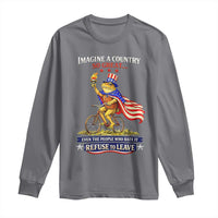 Proud American Humor Patriotic Frog On Bicycle Graphic Long Sleeve Shirt Imagine A Country So Great Pride