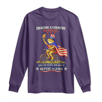 Proud American Humor Patriotic Frog On Bicycle Graphic Long Sleeve Shirt Imagine A Country So Great Pride