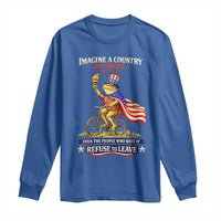 Proud American Humor Patriotic Frog On Bicycle Graphic Long Sleeve Shirt Imagine A Country So Great Pride