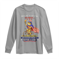 Proud American Humor Patriotic Frog On Bicycle Graphic Long Sleeve Shirt Imagine A Country So Great Pride