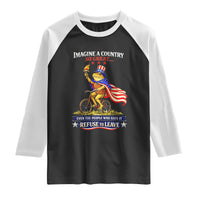 Proud American Humor Patriotic Frog On Bicycle Graphic Raglan Shirt Imagine A Country So Great Pride