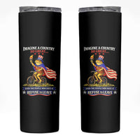 Proud American Humor Patriotic Frog On Bicycle Graphic Skinny Tumbler Imagine A Country So Great Pride