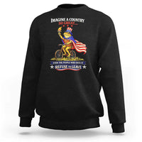 Proud American Humor Patriotic Frog On Bicycle Graphic Sweatshirt Imagine A Country So Great Pride