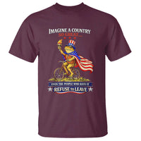 Proud American Humor Patriotic Frog On Bicycle Graphic T Shirt Imagine A Country So Great Pride