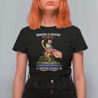Proud American Humor Patriotic Frog On Bicycle Graphic T Shirt For Women Imagine A Country So Great Pride