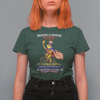 Proud American Humor Patriotic Frog On Bicycle Graphic T Shirt For Women Imagine A Country So Great Pride