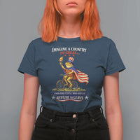 Proud American Humor Patriotic Frog On Bicycle Graphic T Shirt For Women Imagine A Country So Great Pride