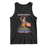 Proud American Humor Patriotic Frog On Bicycle Graphic Tank Top Imagine A Country So Great Pride