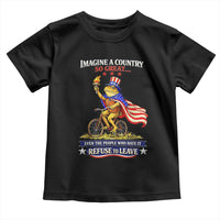 Proud American Humor Patriotic Frog On Bicycle Graphic Toddler T Shirt Imagine A Country So Great Pride