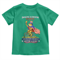 Proud American Humor Patriotic Frog On Bicycle Graphic Toddler T Shirt Imagine A Country So Great Pride