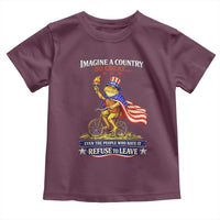 Proud American Humor Patriotic Frog On Bicycle Graphic Toddler T Shirt Imagine A Country So Great Pride