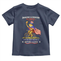 Proud American Humor Patriotic Frog On Bicycle Graphic Toddler T Shirt Imagine A Country So Great Pride
