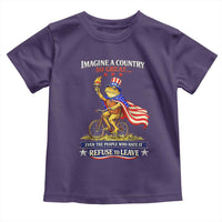 Proud American Humor Patriotic Frog On Bicycle Graphic Toddler T Shirt Imagine A Country So Great Pride