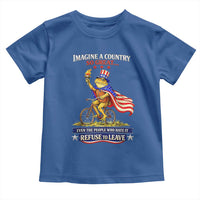 Proud American Humor Patriotic Frog On Bicycle Graphic Toddler T Shirt Imagine A Country So Great Pride