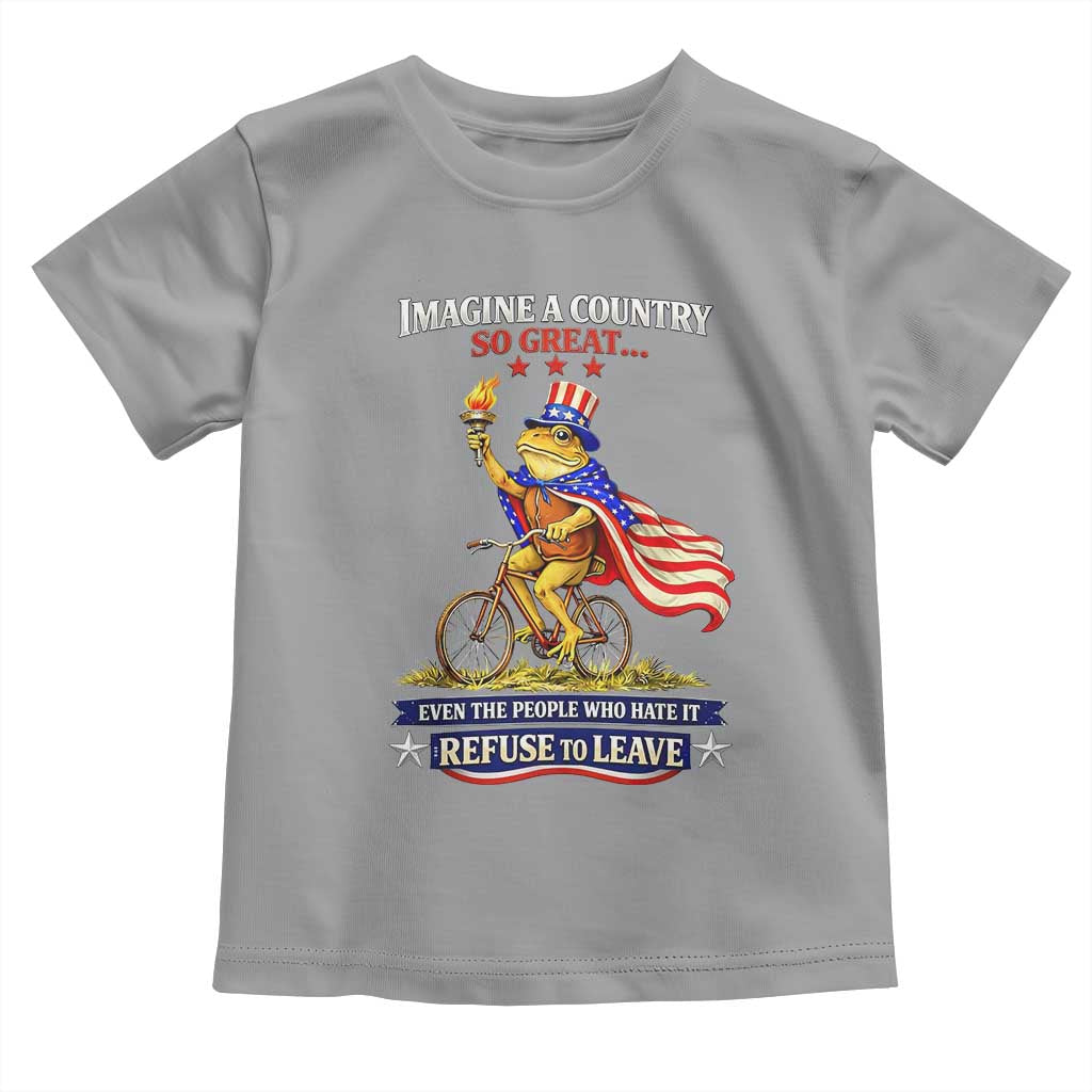Proud American Humor Patriotic Frog On Bicycle Graphic Toddler T Shirt Imagine A Country So Great Pride