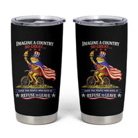 Proud American Humor Patriotic Frog On Bicycle Graphic Tumbler Cup Imagine A Country So Great Pride