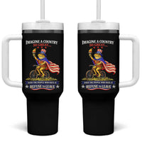 Proud American Humor Patriotic Frog On Bicycle Graphic Tumbler With Handle Imagine A Country So Great Pride