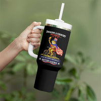 Proud American Humor Patriotic Frog On Bicycle Graphic Tumbler With Handle Imagine A Country So Great Pride