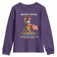 Proud American Humor Patriotic Frog On Bicycle Graphic Youth Sweatshirt Imagine A Country So Great Pride