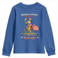 Proud American Humor Patriotic Frog On Bicycle Graphic Youth Sweatshirt Imagine A Country So Great Pride