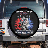 Patriotic George Washington Sunglasses and Fighter Jets Spare Tire Cover Imagine A Country So Great Pride