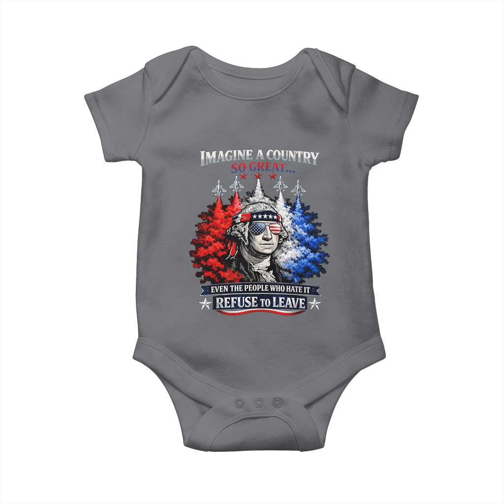Patriotic George Washington Sunglasses and Fighter Jets Baby Onesie Imagine A Country So Great Pride