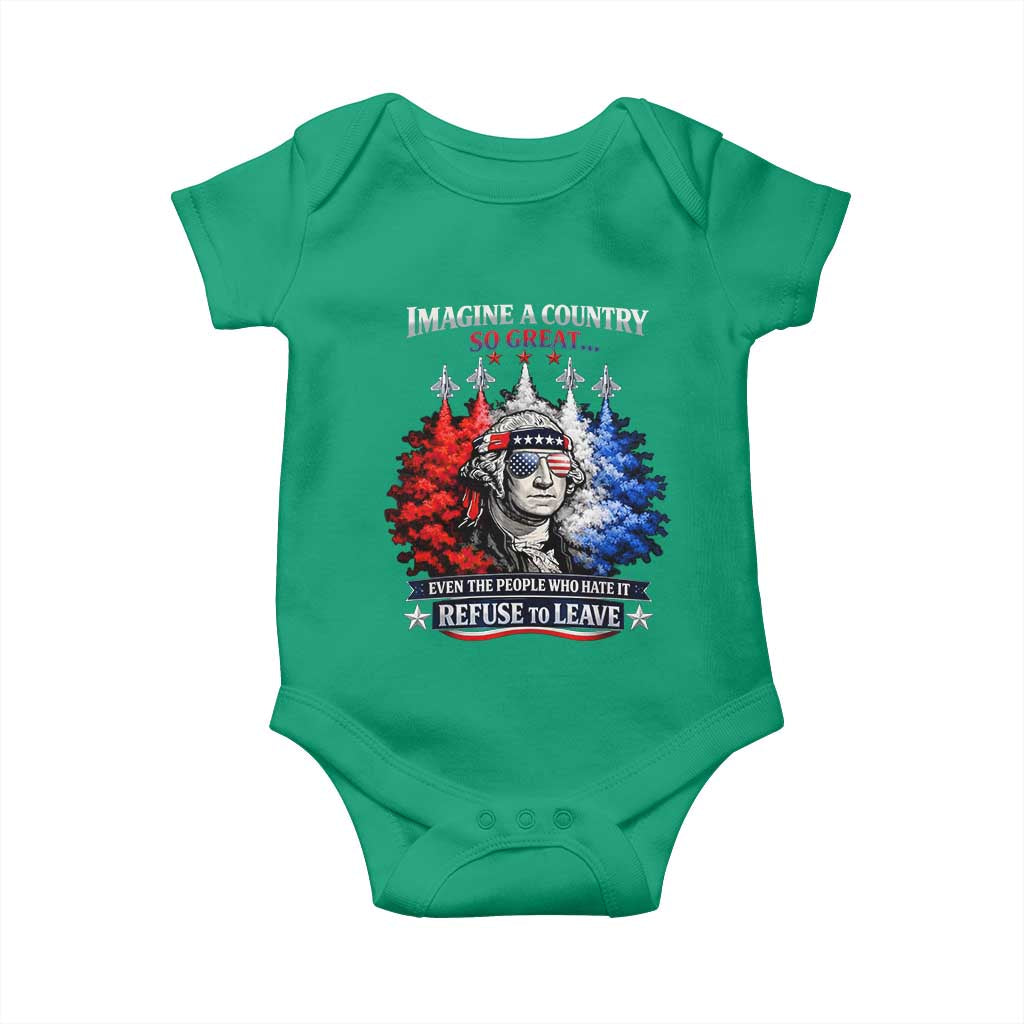 Patriotic George Washington Sunglasses and Fighter Jets Baby Onesie Imagine A Country So Great Pride