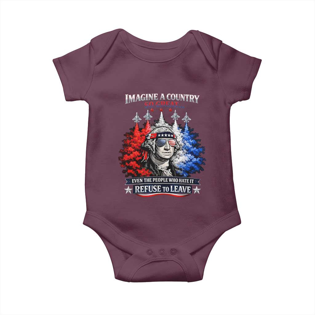 Patriotic George Washington Sunglasses and Fighter Jets Baby Onesie Imagine A Country So Great Pride