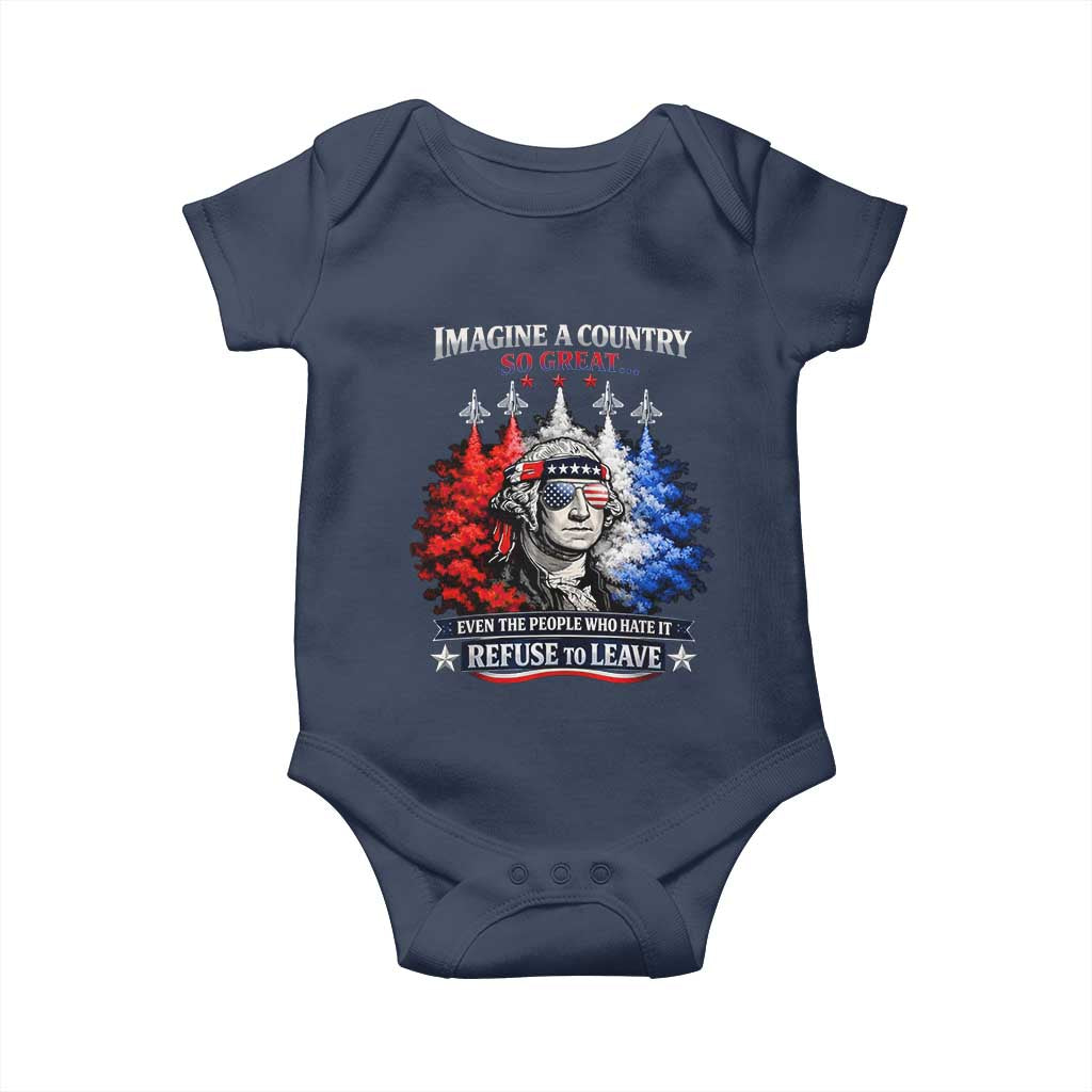 Patriotic George Washington Sunglasses and Fighter Jets Baby Onesie Imagine A Country So Great Pride