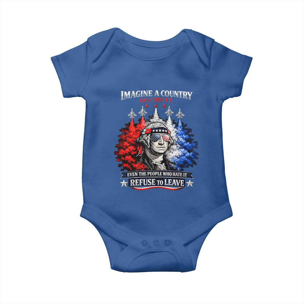 Patriotic George Washington Sunglasses and Fighter Jets Baby Onesie Imagine A Country So Great Pride