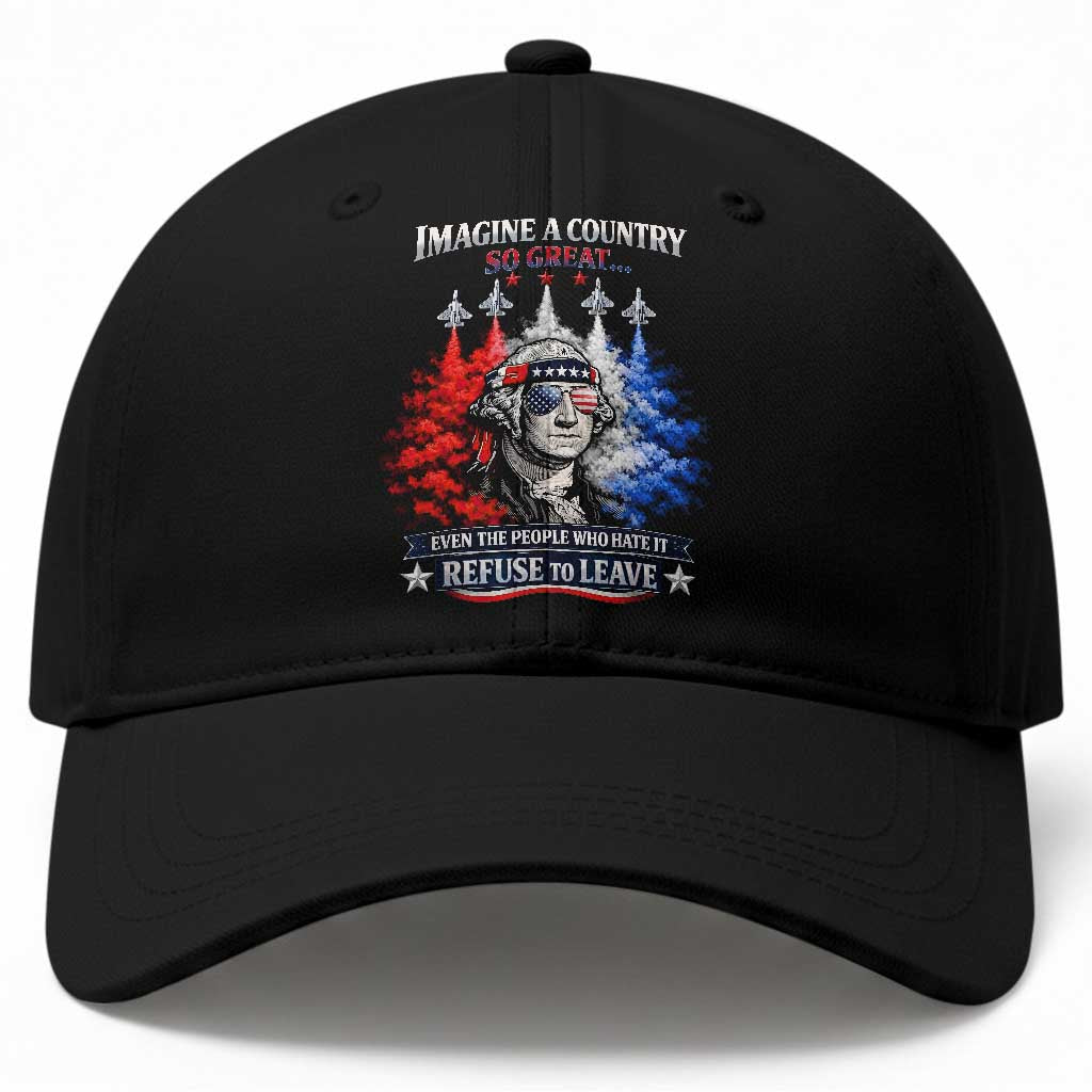 Patriotic George Washington Sunglasses and Fighter Jets Baseball Cap Imagine A Country So Great Pride