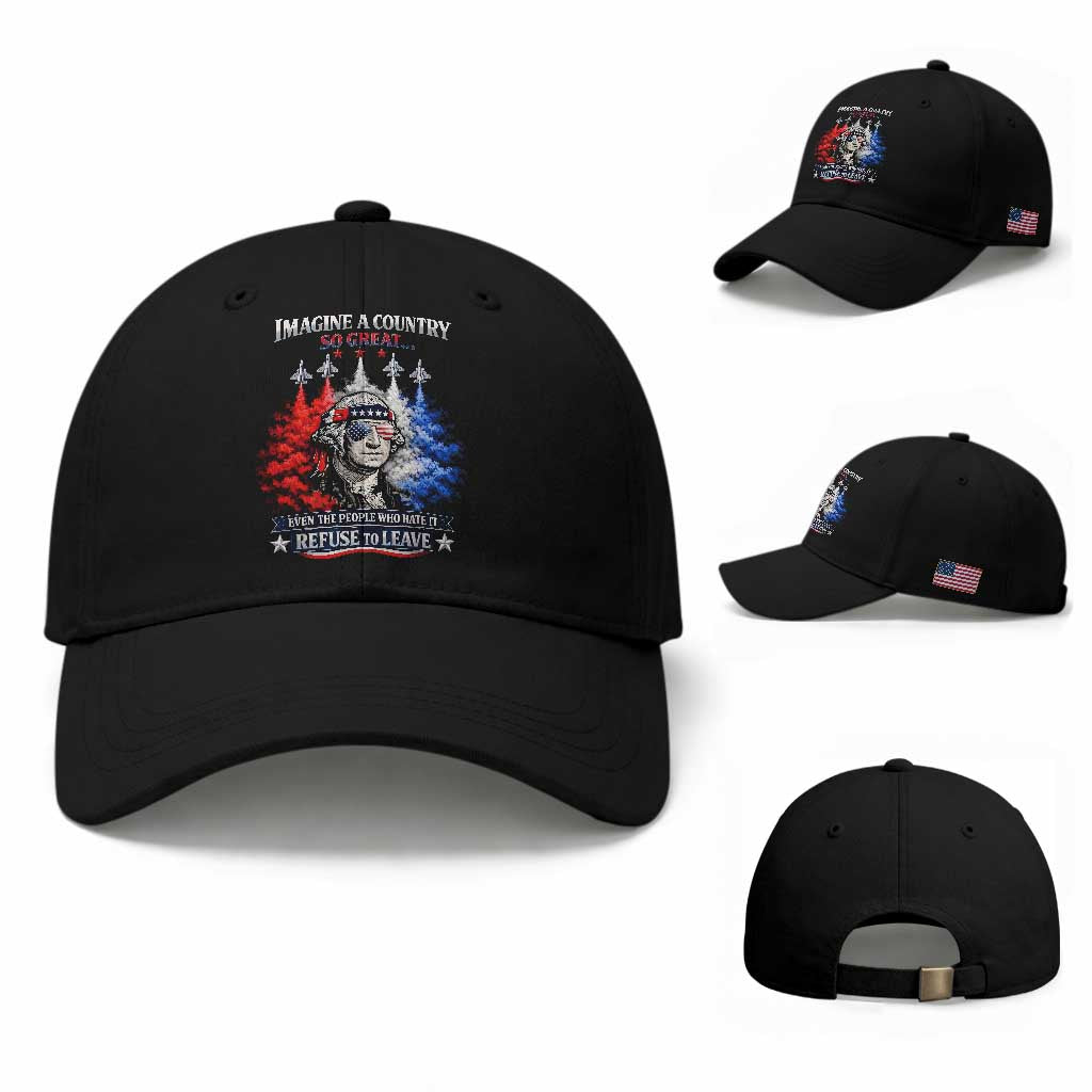Patriotic George Washington Sunglasses and Fighter Jets Baseball Cap Imagine A Country So Great Pride