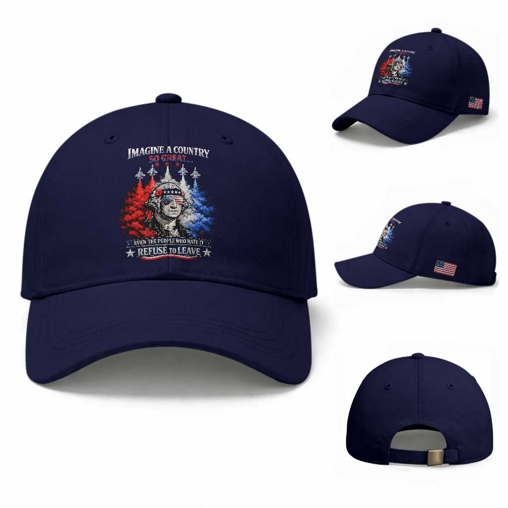 Patriotic George Washington Sunglasses and Fighter Jets Baseball Cap Imagine A Country So Great Pride