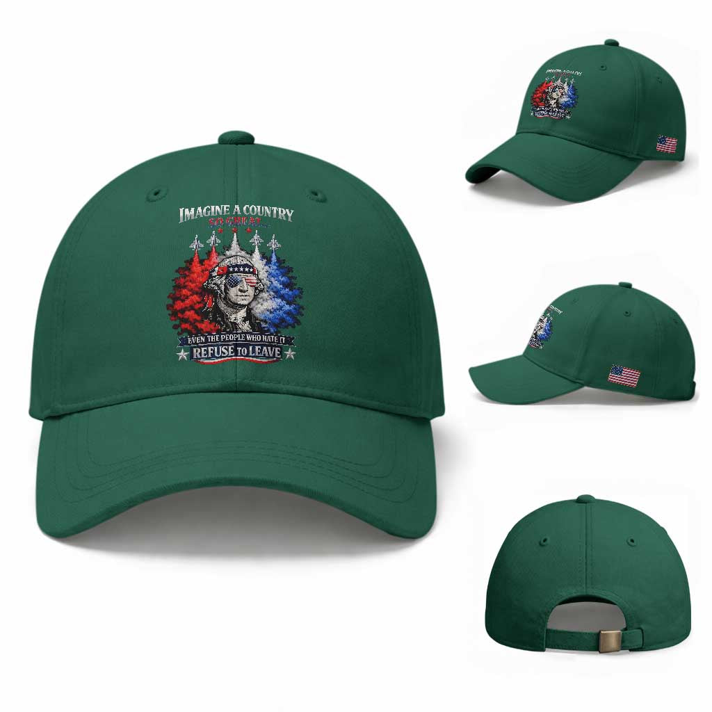 Patriotic George Washington Sunglasses and Fighter Jets Baseball Cap Imagine A Country So Great Pride