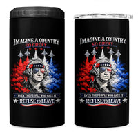 Patriotic George Washington Sunglasses and Fighter Jets 4 in 1 Can Cooler Tumbler Imagine A Country So Great Pride
