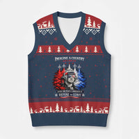Patriotic George Washington Sunglasses and Fighter Jets V-Neck Knit Sweater Vest Imagine A Country So Great Pride
