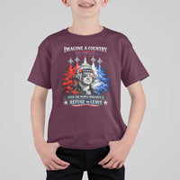 Patriotic George Washington Sunglasses and Fighter Jets T Shirt For Kid Imagine A Country So Great Pride