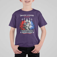 Patriotic George Washington Sunglasses and Fighter Jets T Shirt For Kid Imagine A Country So Great Pride