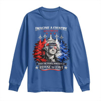 Patriotic George Washington Sunglasses and Fighter Jets Long Sleeve Shirt Imagine A Country So Great Pride