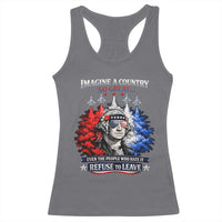 Patriotic George Washington Sunglasses and Fighter Jets Racerback Tank Top Imagine A Country So Great Pride
