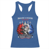 Patriotic George Washington Sunglasses and Fighter Jets Racerback Tank Top Imagine A Country So Great Pride