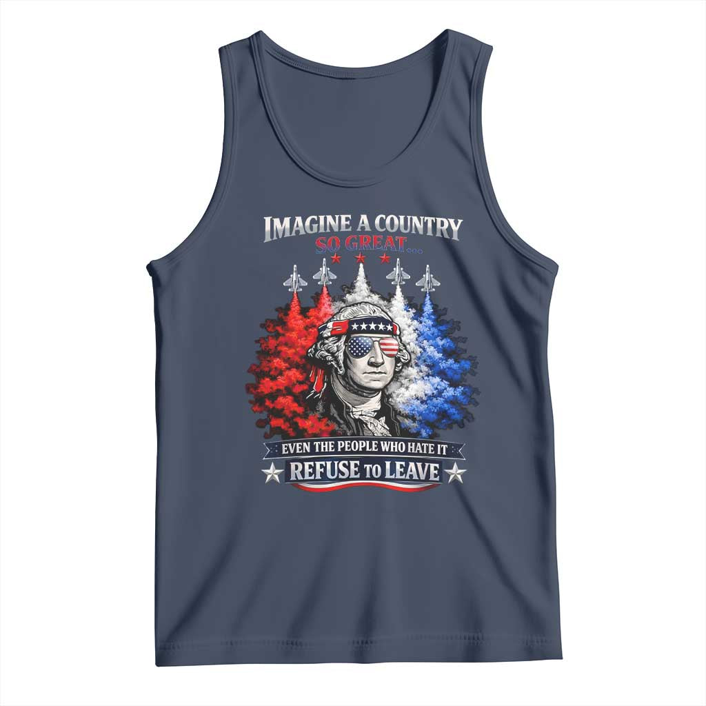 Patriotic George Washington Sunglasses and Fighter Jets Tank Top Imagine A Country So Great Pride