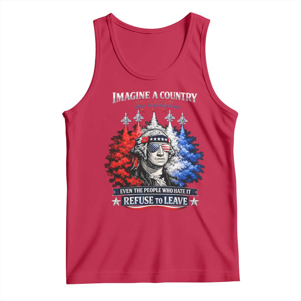 Patriotic George Washington Sunglasses and Fighter Jets Tank Top Imagine A Country So Great Pride