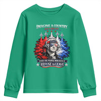 Patriotic George Washington Sunglasses and Fighter Jets Youth Sweatshirt Imagine A Country So Great Pride