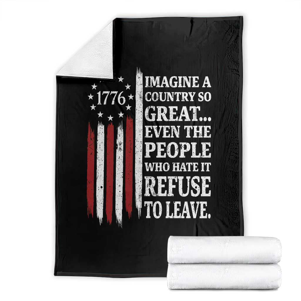 Vintage 1776 Betsy Ross Flag Imagine A Country So Great Throw Blanket Retro Patriotic American Heritage