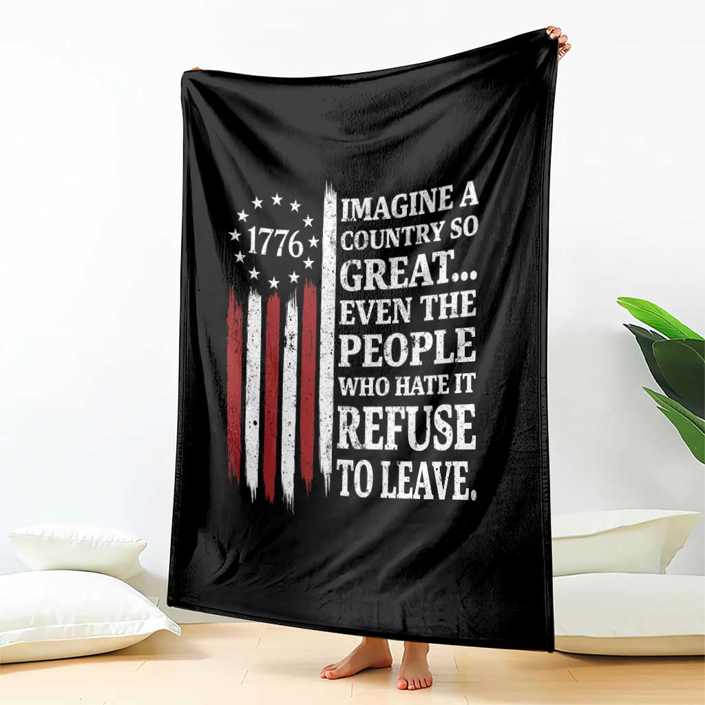 Vintage 1776 Betsy Ross Flag Imagine A Country So Great Throw Blanket Retro Patriotic American Heritage