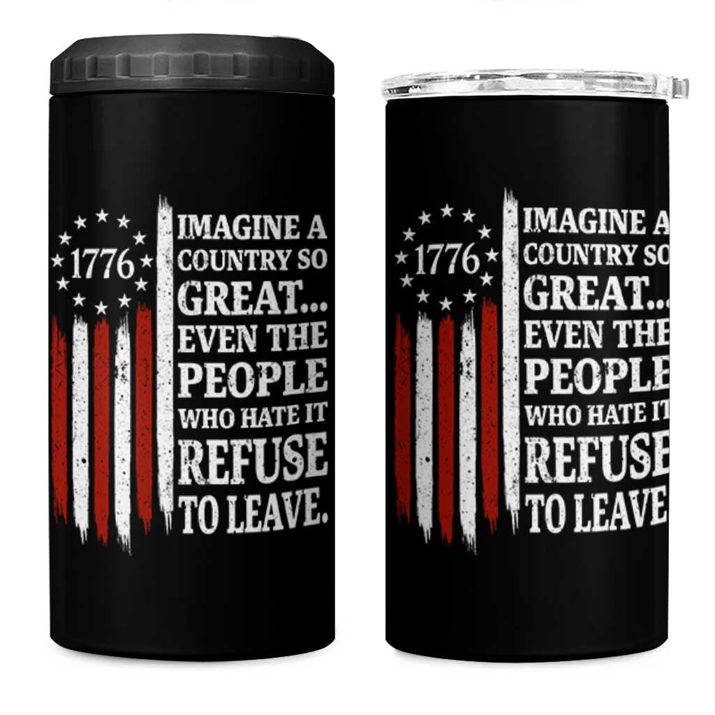 Vintage 1776 Betsy Ross Flag Imagine A Country So Great 4 in 1 Can Cooler Tumbler Retro Patriotic American Heritage