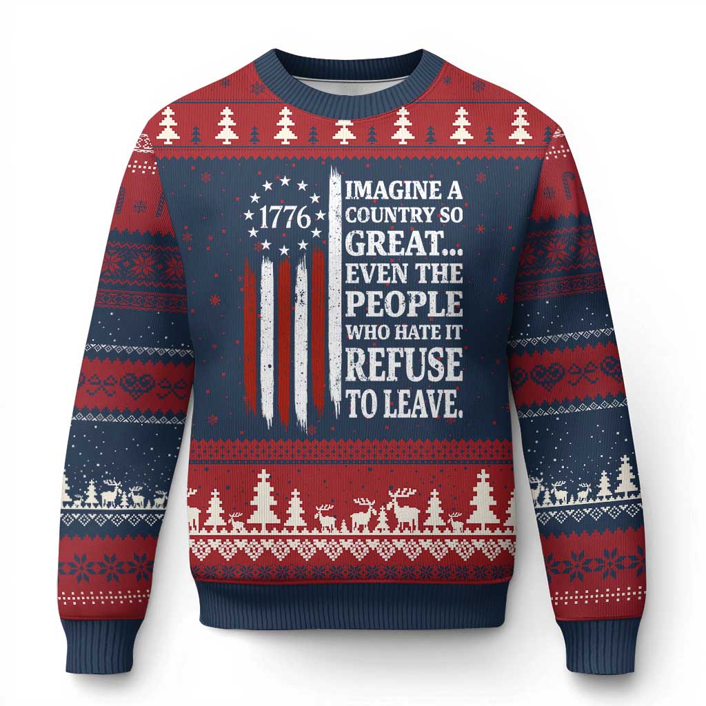 Vintage 1776 Betsy Ross Flag Imagine A Country So Great Ugly Christmas Sweater Retro Patriotic American Heritage